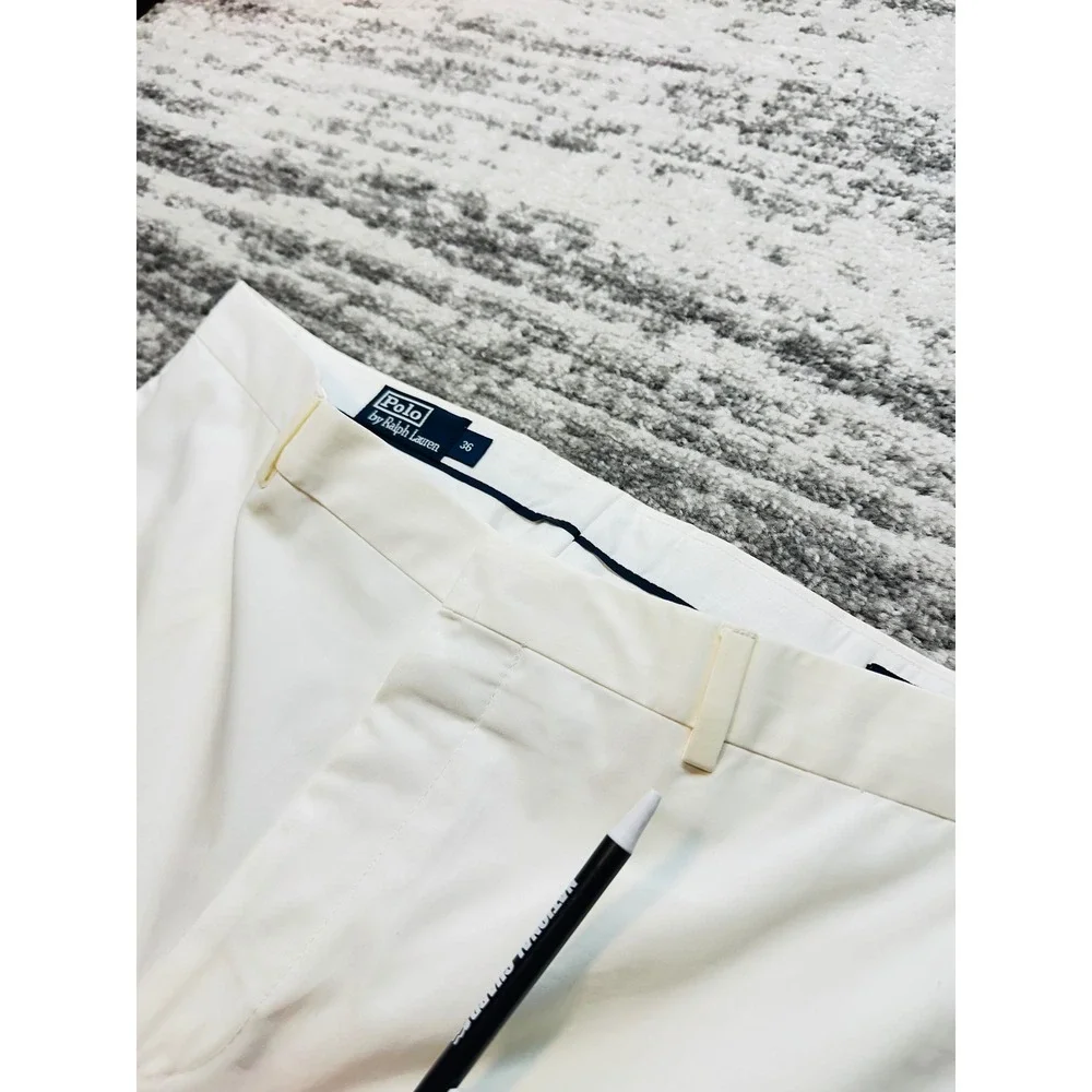 NOS Polo Ralph Lauren Dress Pants Men 36 White Made in Italy Cotton Cuffed Chino
